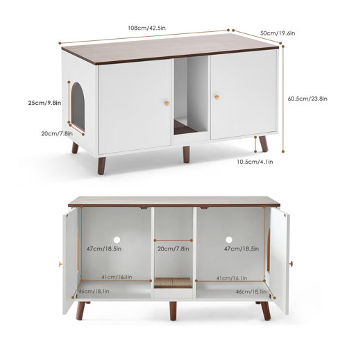 Tucker Murphy Pet™ 42.5" x 19.6" Cat Litter Box Enclosures With